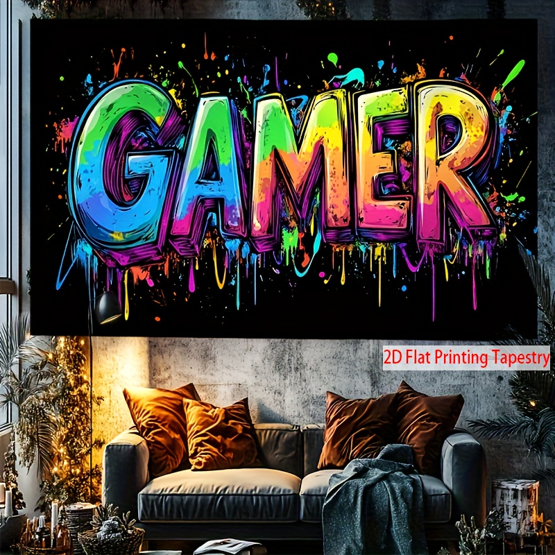 VIKAMA Rainbow Graffiti GAMER  - Esports Gaming Background avis et prix