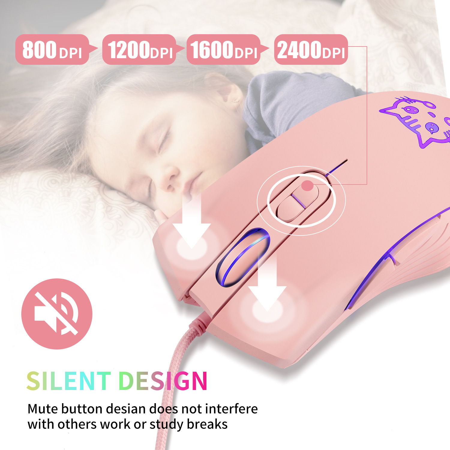 USB Wired Gaming Mouse Pink Co - Esports Gaming Maus avis et prix