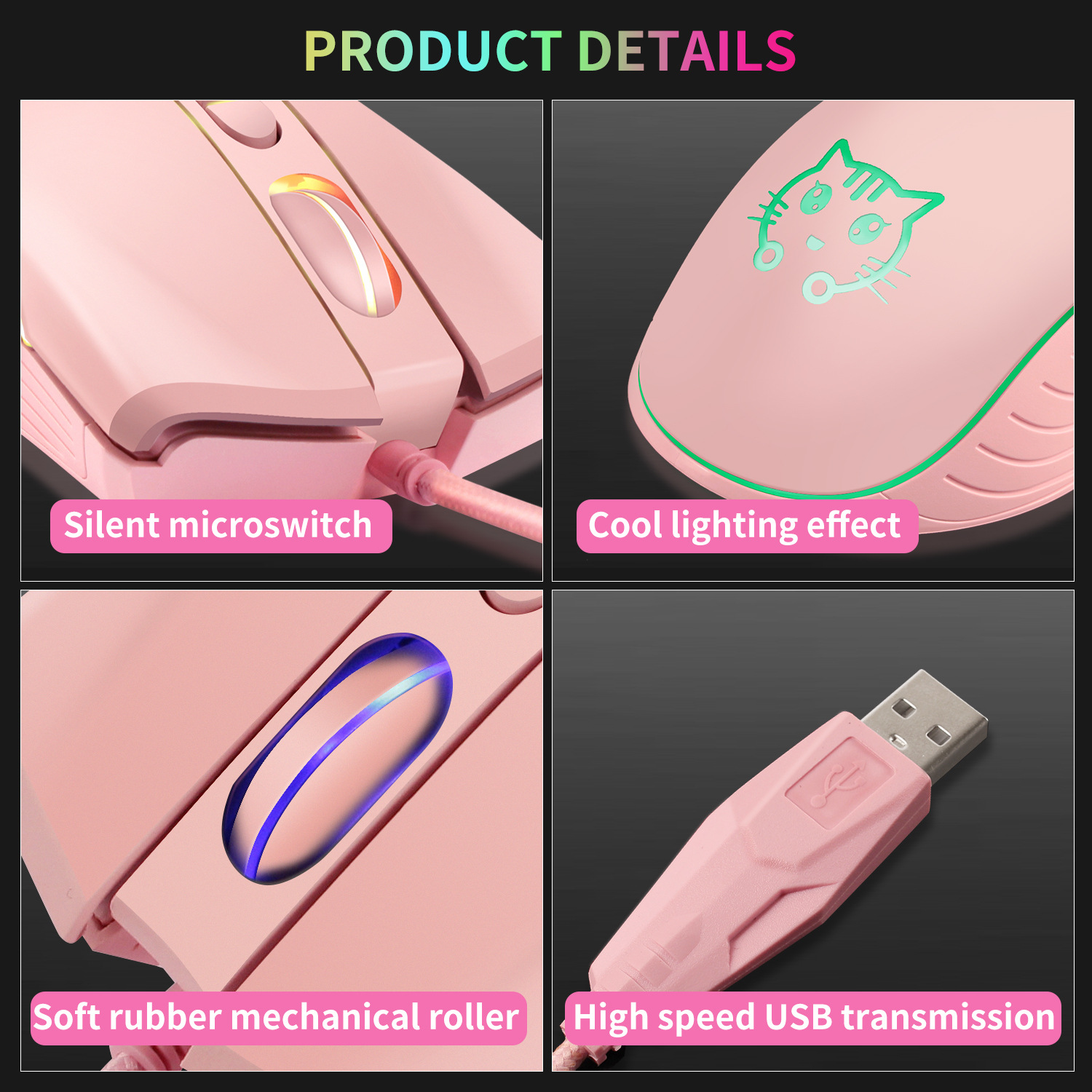 USB Wired Gaming Mouse Pink Co - Esports Gaming Maus avis et prix