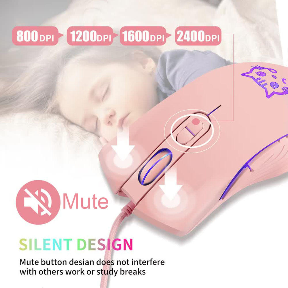 Wired USB Gaming Mouse Pink Co - Esports Gaming Maus avis et prix