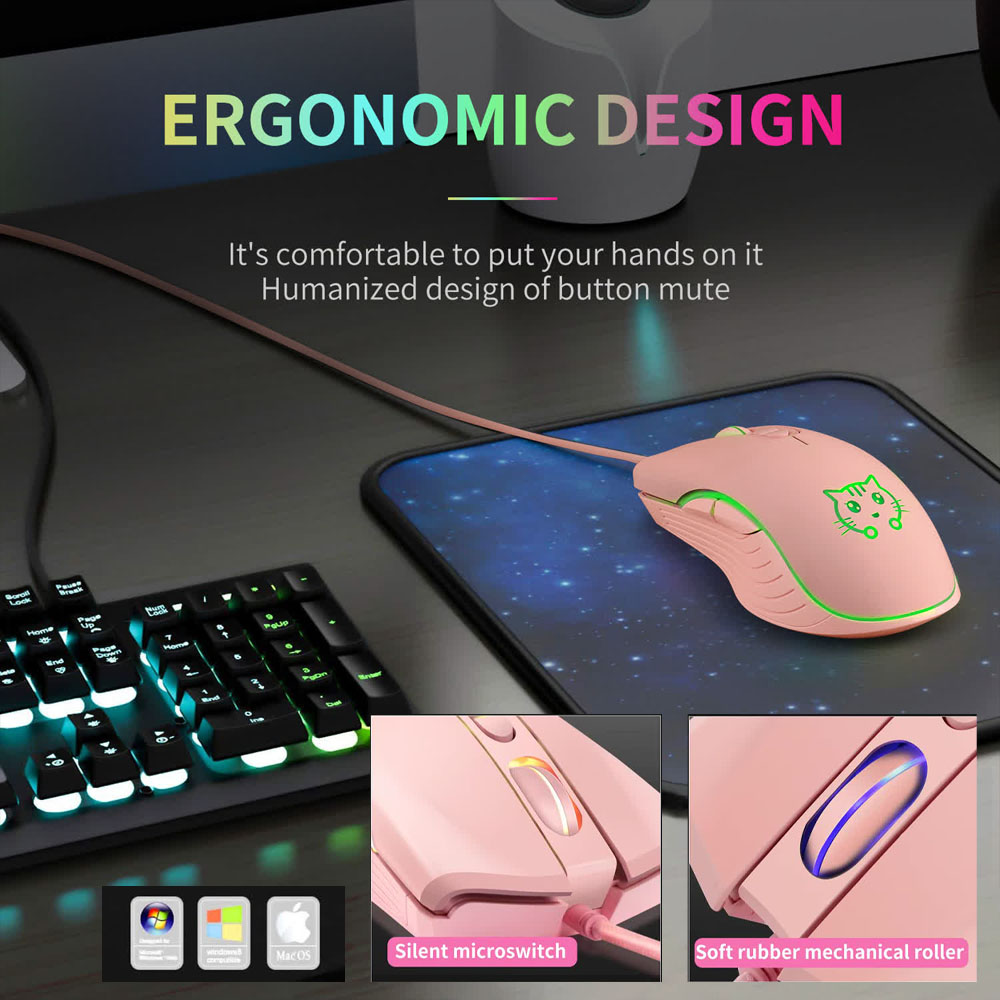 Wired USB Gaming Mouse Pink Co - Esports Gaming Maus avis et prix